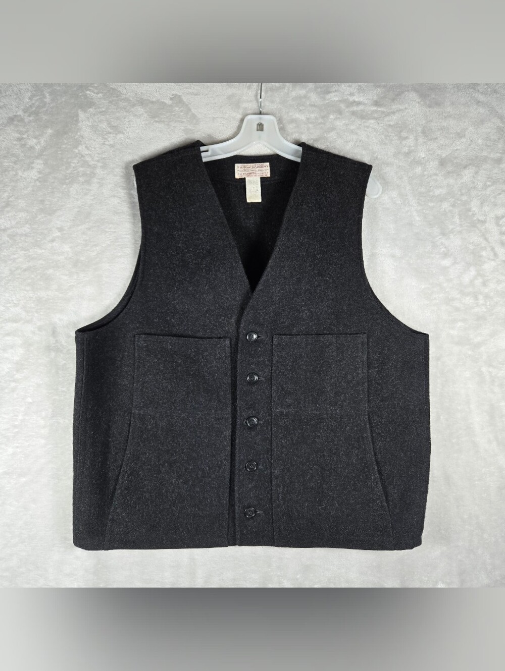 CC Filson Mackinaw Wool Vest Mens Size 46 Charcoal Gray Western Outdoors USA